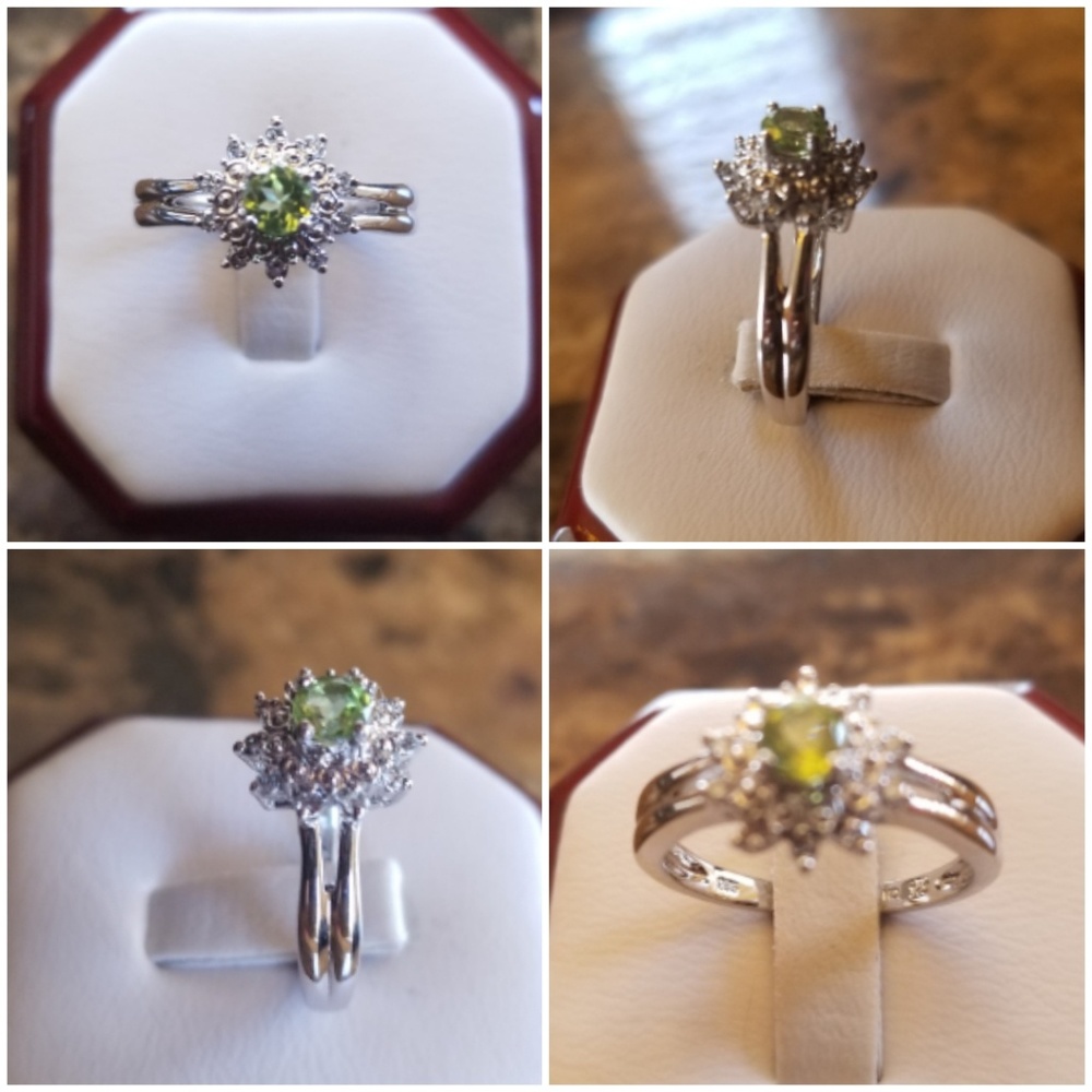 Genuine .50ct Peridot and White Sapphire Ring 7 - Picture 2 of 5